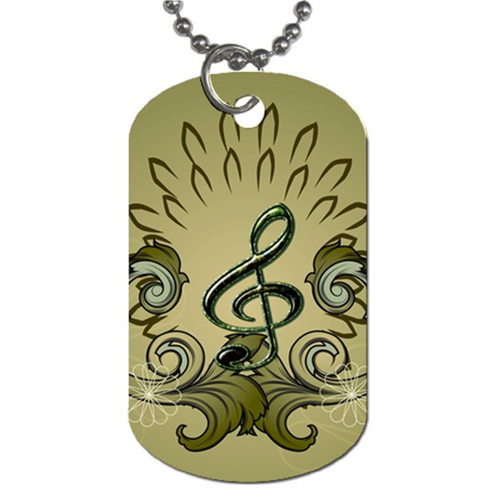 Decorative Clef With Damask In Soft Green Dog Tag (One Side)