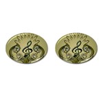 Decorative Clef With Damask In Soft Green Cufflinks (Oval) Front(Pair)