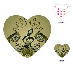 Decorative Clef With Damask In Soft Green Playing Cards (heart)  by FantasyWorld7