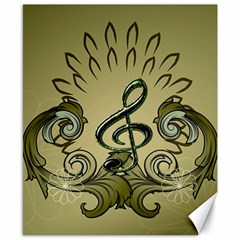 Decorative Clef With Damask In Soft Green Canvas 8  X 10 