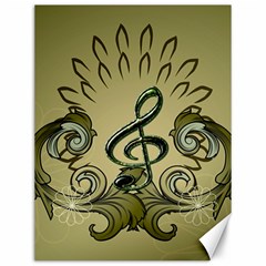 Decorative Clef With Damask In Soft Green Canvas 12  X 16  