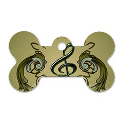 Decorative Clef With Damask In Soft Green Dog Tag Bone (two Sides)