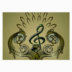 Decorative Clef With Damask In Soft Green Large Glasses Cloth by FantasyWorld7