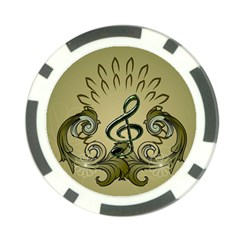 Decorative Clef With Damask In Soft Green Poker Chip Card Guards