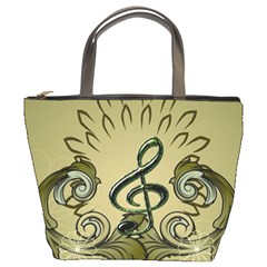 Decorative Clef With Damask In Soft Green Bucket Bags by FantasyWorld7