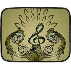 Decorative Clef With Damask In Soft Green Double Sided Fleece Blanket (mini) 