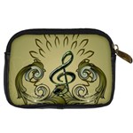 Decorative Clef With Damask In Soft Green Digital Camera Cases Back