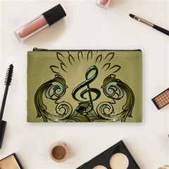 Decorative Clef With Damask In Soft Green Cosmetic Bag (medium)  by FantasyWorld7