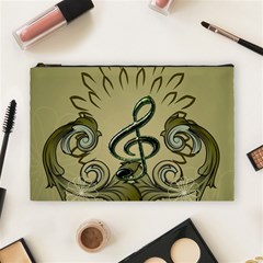 Decorative Clef With Damask In Soft Green Cosmetic Bag (large)  by FantasyWorld7