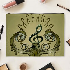 Decorative Clef With Damask In Soft Green Cosmetic Bag (xl) by FantasyWorld7