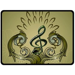 Decorative Clef With Damask In Soft Green Fleece Blanket (large) 