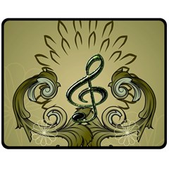 Decorative Clef With Damask In Soft Green Fleece Blanket (medium) 