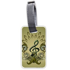 Decorative Clef With Damask In Soft Green Luggage Tags (one Side)  by FantasyWorld7