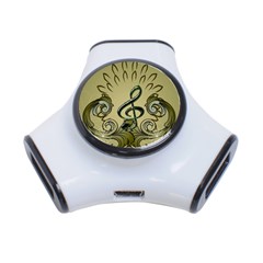 Decorative Clef With Damask In Soft Green 3-port Usb Hub