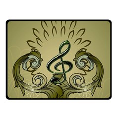 Decorative Clef With Damask In Soft Green Double Sided Fleece Blanket (small) 