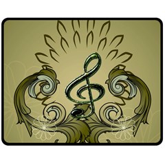 Decorative Clef With Damask In Soft Green Double Sided Fleece Blanket (medium) 