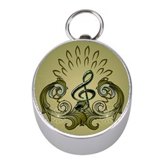 Decorative Clef With Damask In Soft Green Mini Silver Compasses by FantasyWorld7