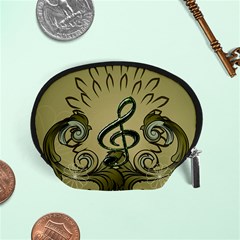 Decorative Clef With Damask In Soft Green Accessory Pouches (small) 