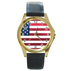 Usa2 Round Gold Metal Watches