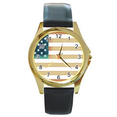 Usa7 Round Gold Metal Watches