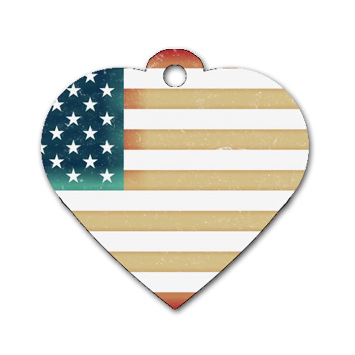 Usa7 Dog Tag Heart (One Side)