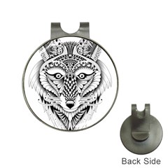 Ornate Foxy Wolf Hat Clip With Golf Ball Marker by Zandiepants