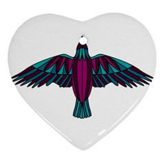 Stained Glass Bird Illustration  Ornament (heart)  by carocollins