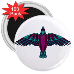 Stained Glass Bird Illustration  3  Magnets (100 Pack)