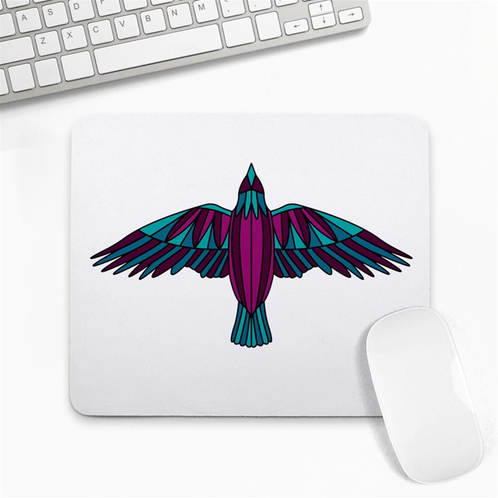 Stained Glass Bird Illustration  Large Mousepads