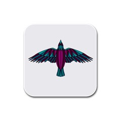 Stained Glass Bird Illustration  Rubber Square Coaster (4 Pack) 