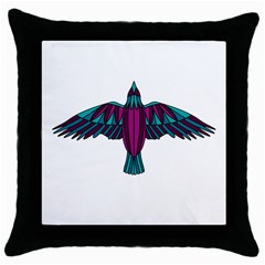 Stained Glass Bird Illustration  Throw Pillow Cases (black)