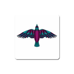 Stained Glass Bird Illustration  Square Magnet