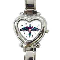 Stained Glass Bird Illustration  Heart Italian Charm Watch