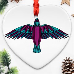 Stained Glass Bird Illustration  Heart Ornament (2 Sides)