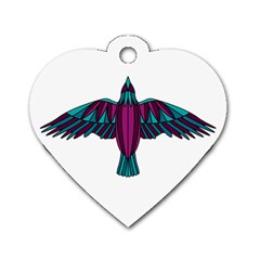 Stained Glass Bird Illustration  Dog Tag Heart (two Sides) by carocollins