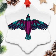 Stained Glass Bird Illustration  Snowflake Ornament (2-side)