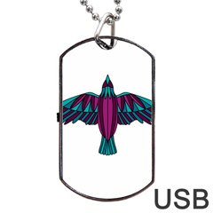 Stained Glass Bird Illustration  Dog Tag Usb Flash (two Sides)  by carocollins