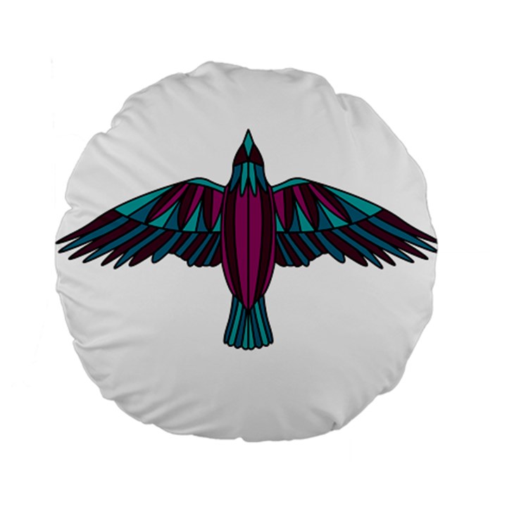 Stained Glass Bird Illustration  Standard 15  Premium Round Cushions