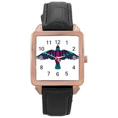 Stained Glass Bird Illustration  Rose Gold Watches