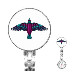 Stained Glass Bird Illustration  Stainless Steel Nurses Watches