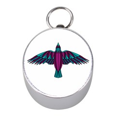 Stained Glass Bird Illustration  Mini Silver Compasses