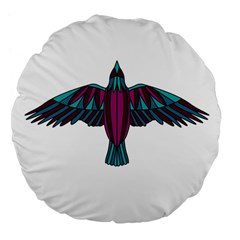 Stained Glass Bird Illustration  Large 18  Premium Flano Round Cushions