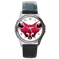 Fox Logo Red Gradient  Round Metal Watches