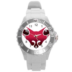 Fox Logo Red Gradient  Round Plastic Sport Watch (l)