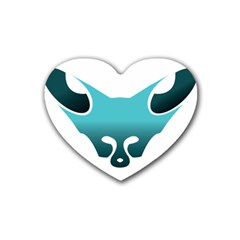 Fox Logo Blue Gradient Rubber Coaster (Heart) 