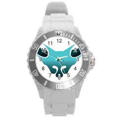 Fox Logo Blue Gradient Round Plastic Sport Watch (L)