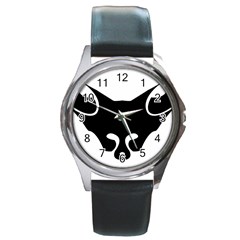 Black Fox Logo Round Metal Watches