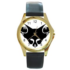 Black Fox Logo Round Gold Metal Watches