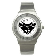 Black Fox Logo Stainless Steel Watches by carocollins