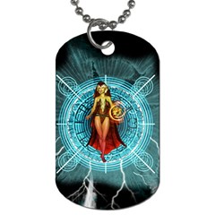 Beautiful Witch With Magical Background Dog Tag (one Side)